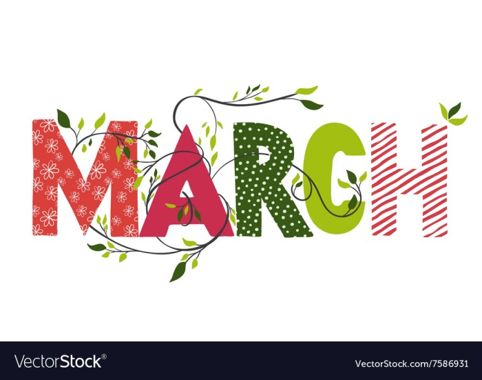 March sign vector illustration confetti colour Bahasa Inggrisnya Maret Adalah
