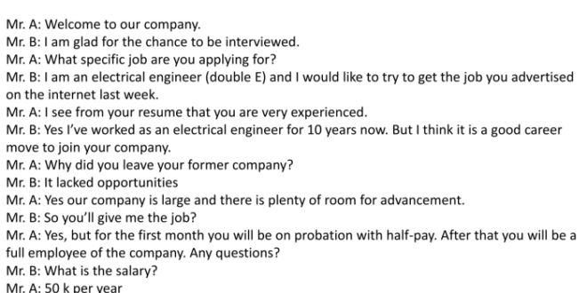 Dialogue interview job resume example role play labour williamson ga