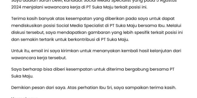 Contoh Email Panggilan Interview