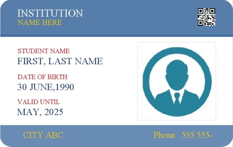Student card template sample identity school templates teacher word university international coimbatore ph cards child design college identification texas beautiful Contoh Stambuk Mahasiswa