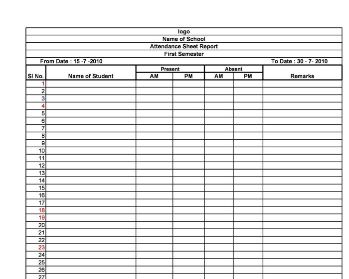 Contoh Absensi Karyawan Harian Manual