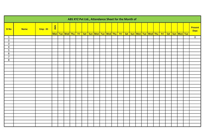 Contoh Daftar Absensi Karyawan