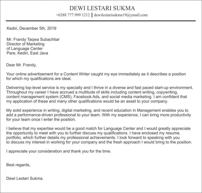 Contoh Surat Lamaran Perangkat Desa Tulisan Tangan