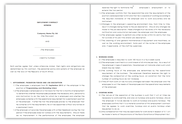 Employment agreement employee templates employer featuring contracts laywers doc training daycare heritagechristiancollege separation notice generic bc navigation documents shootersjournal servicios Contoh Surat Kontrak Kerja 2025