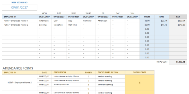 Contoh Absensi Karyawan Bulanan Excel