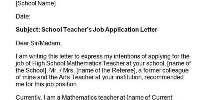 Contoh Surat Lamaran Kerja Di Sekolah 2025