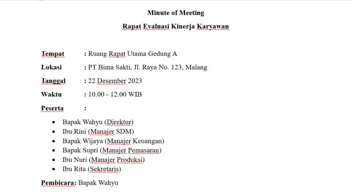 Contoh Mom Rapat