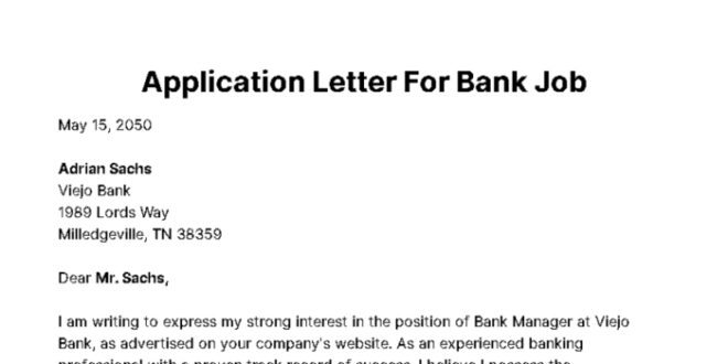 Contoh Surat Lamaran Kerja Di Bank 2025