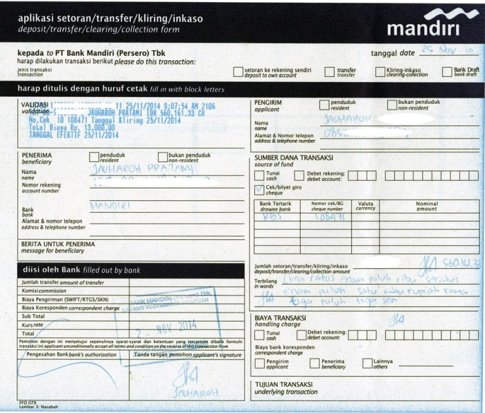 Contoh Cek Kosong Bank Mandiri