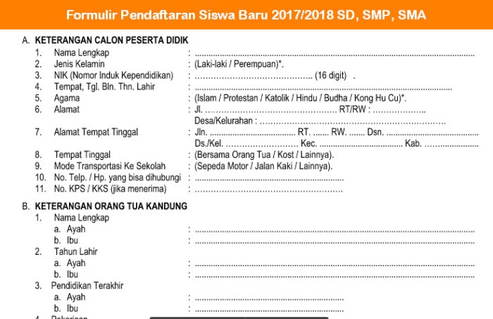 Contoh Formulir Ppdb