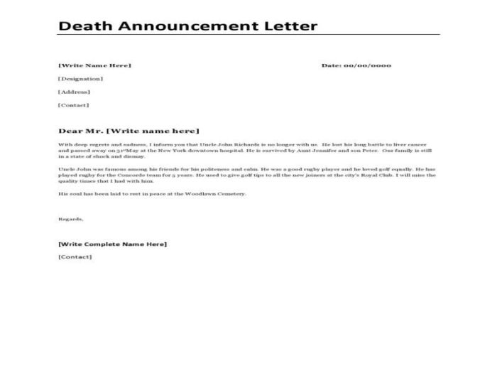 Contoh Surat Kronologi Kematian