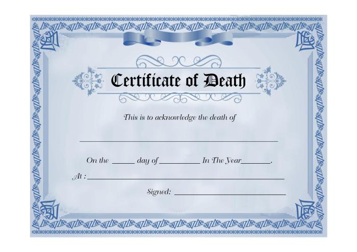 Certificate death template word birth sample microsoft certificates ms blank printable award templates students ideas participation issued sampletemplatess print april Contoh Surat Akta Kematian