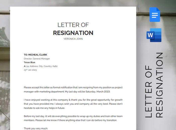 Surat Resign Kerja Word 2025