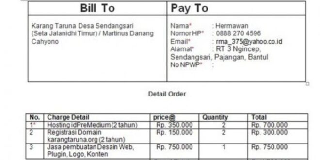 Contoh Surat Tagihan Pembayaran Jasa
