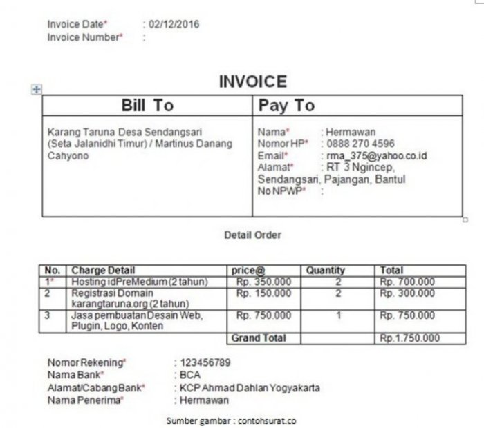 Invoice providing Contoh Surat Tagihan Pembayaran Jasa