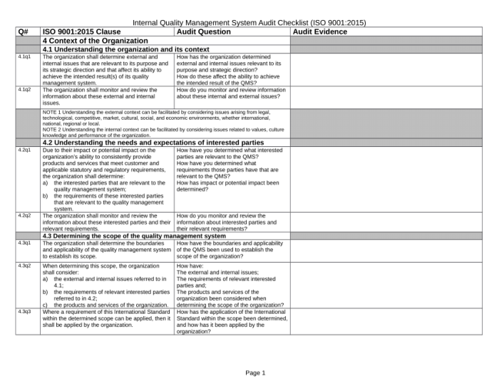 Contoh Daftar Pertanyaan Audit Internal Iso 9001 2015