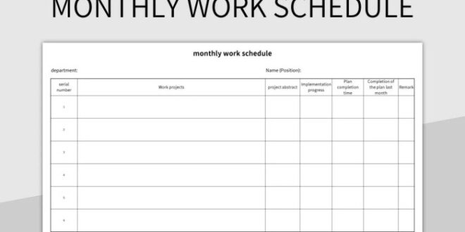 Contoh Jadwal Kerja Bulanan