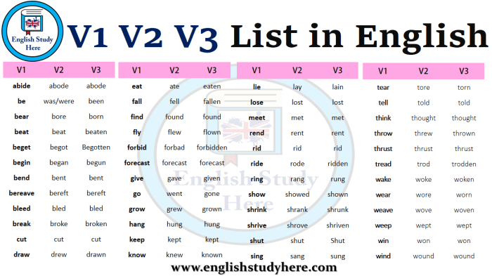 Kata Kerja V1 V2 V3 2025